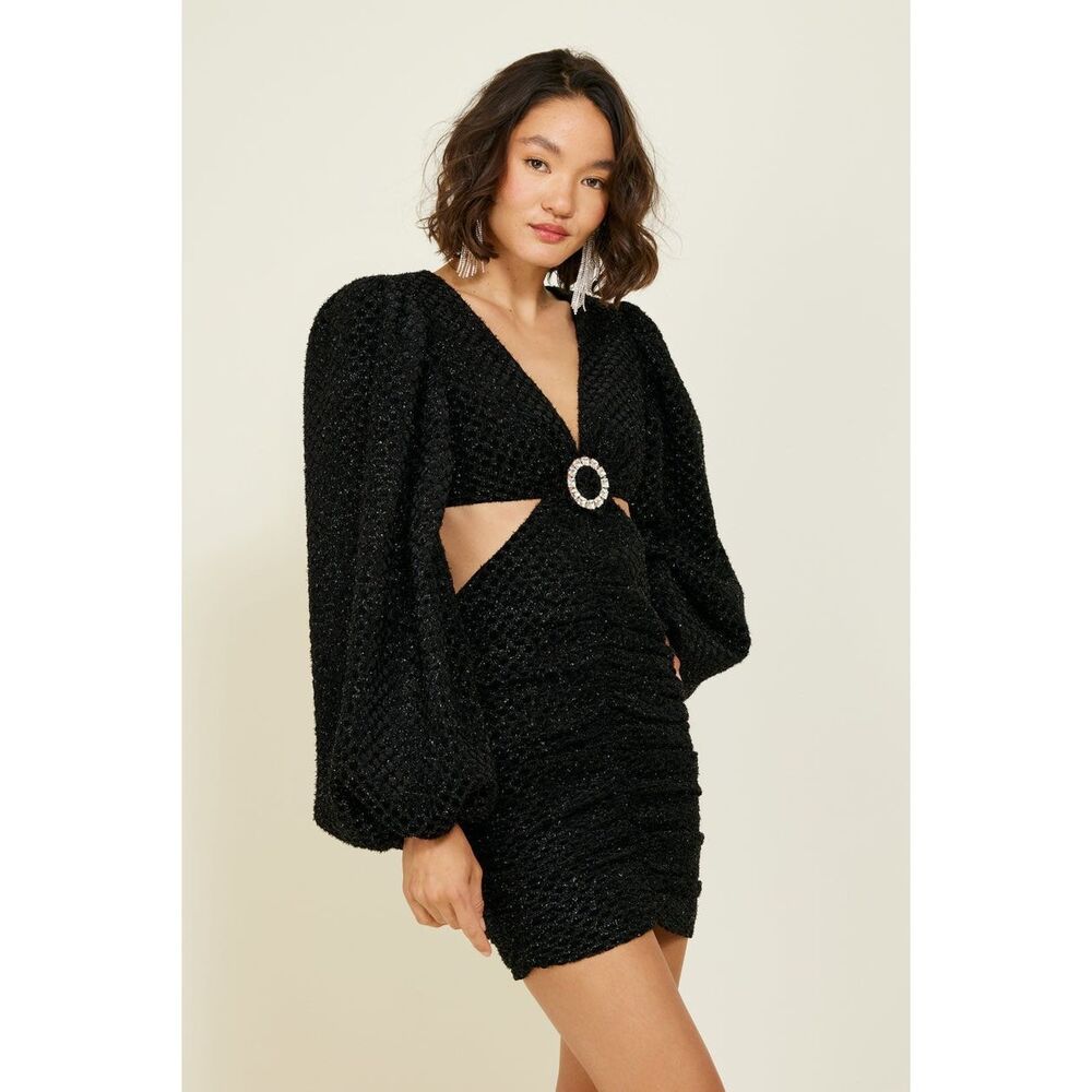 Line & Dot Echo Cut Out Mini Dress in Black Cocktail Party Dress size XS NWT - Picture 3 of 8